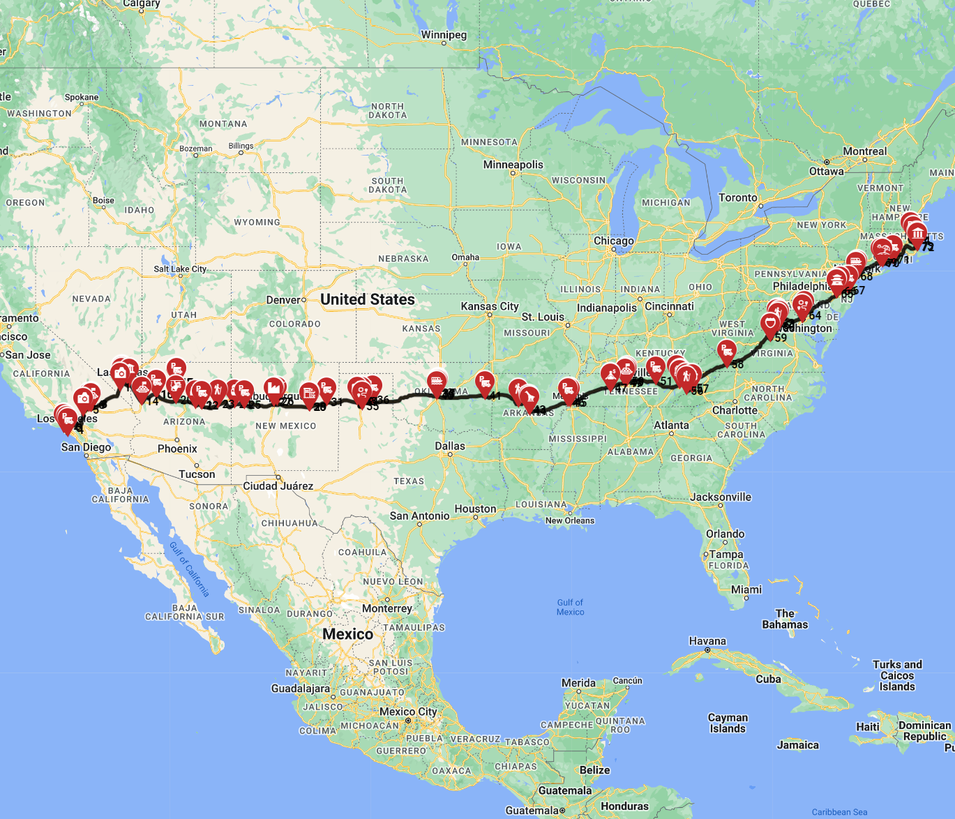 Los Angeles to Boston - Coast to Coast